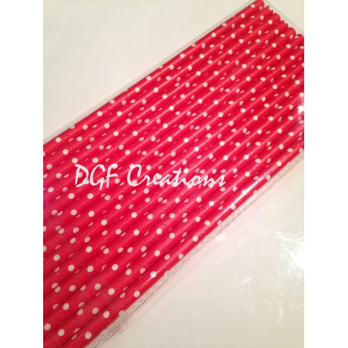 Polka Dot Red Pattern  Paper Straw click on image to view different color option